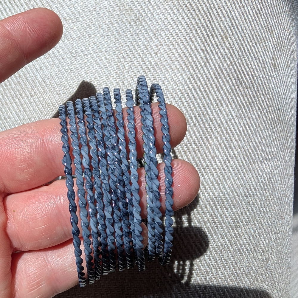 Stylish Blue and Gray Braided Bracelet Set